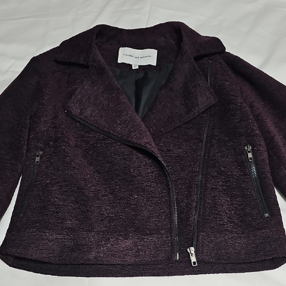 Cupcakes And Cashmere Purple Moto Jacket
